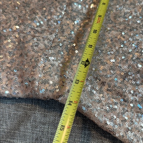 Emerald Sundae women’s Gold/pink sequined off shoulders formal dress size 11 - Picture 7 of 12